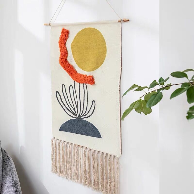 Tenture murale à motifs géométriques style Boho, accessoires de décoration pour la maison, coton et lin, tissé à la main, Art de la maison: D