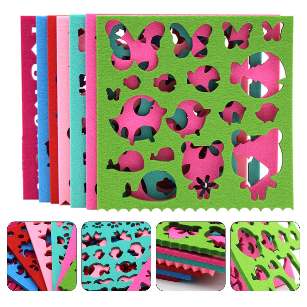 7pcs Wool Felt Shape Needle Felt DIY Craft Stencil Applique Craft: Default Title