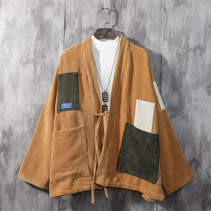 Kimono de Style japonais pour homme, manteau en velours, rétro, Harajuku, chemise femme, Streetwear, Cardigan samouraï asiatique Haori