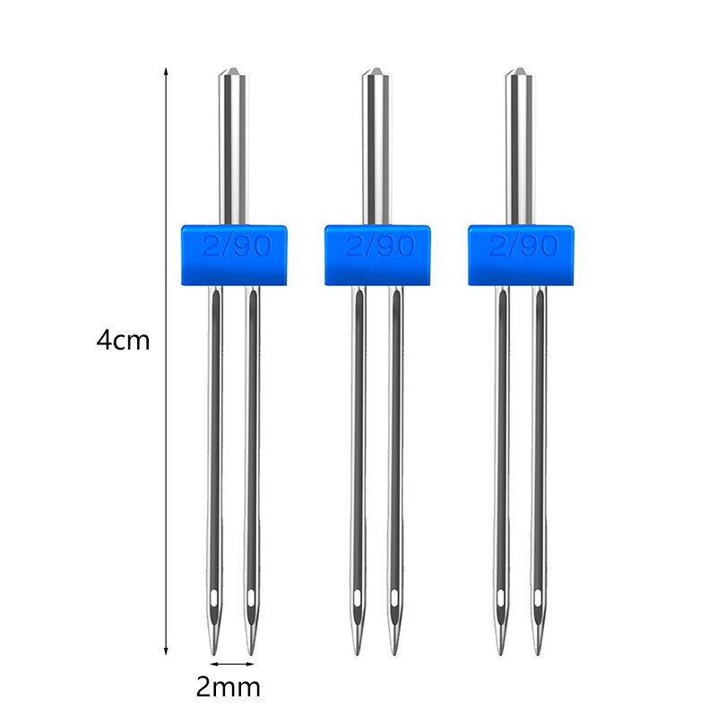 Agujas dobles de acero para máquina de coser, accesorios multifunción para el hogar, 2mm, 3mm, 4mm, 3 uds.: 2mm