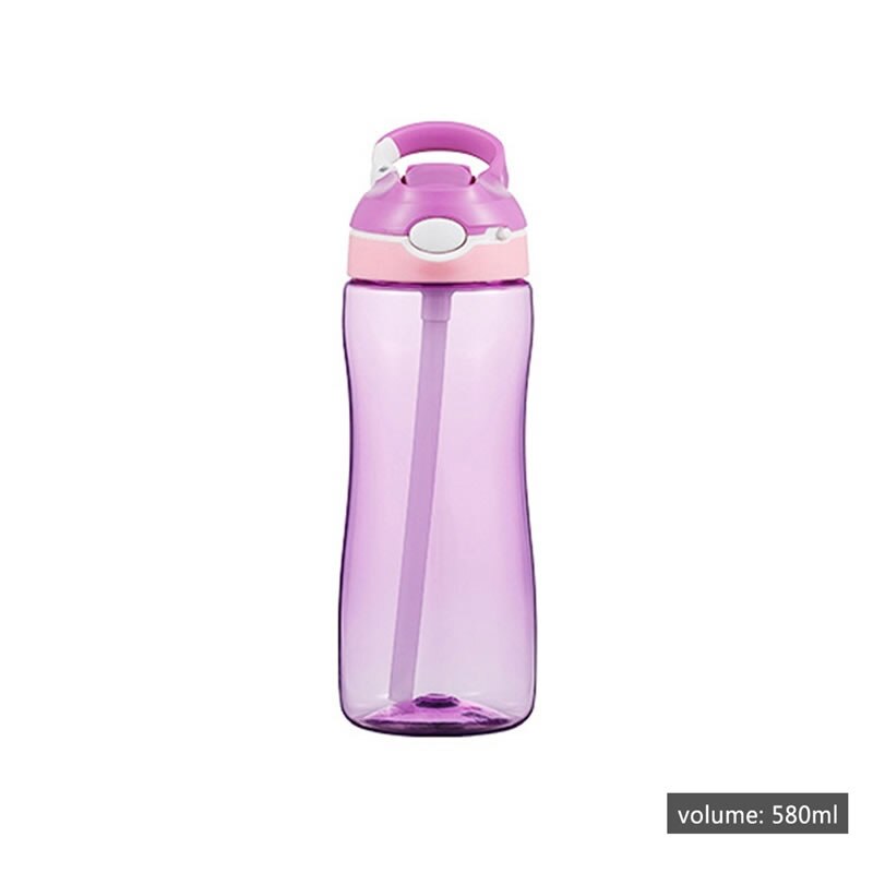 Upspirit tritan børn strå vandflaske plast høj kapacitet drikke kedel kop udendørs sport rejse protein shaker drinkware: 580ml lilla