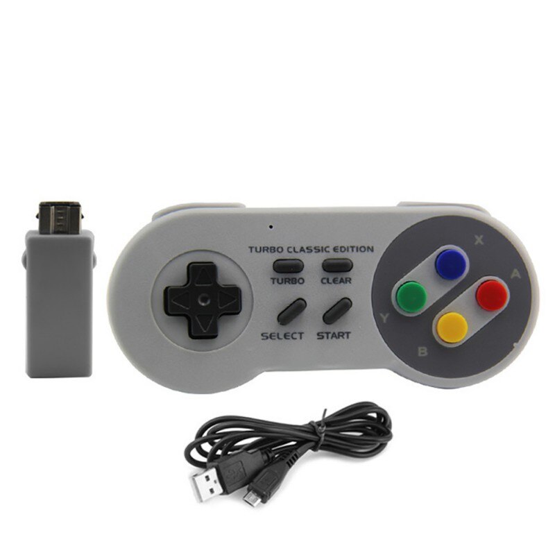 Mini SNES 2.4G contrôleur sans fil SNES classique Super hôte 2.4G mini poignée de jeu Supportting NES/SNES/Wii avec adaptateur Bluetooth