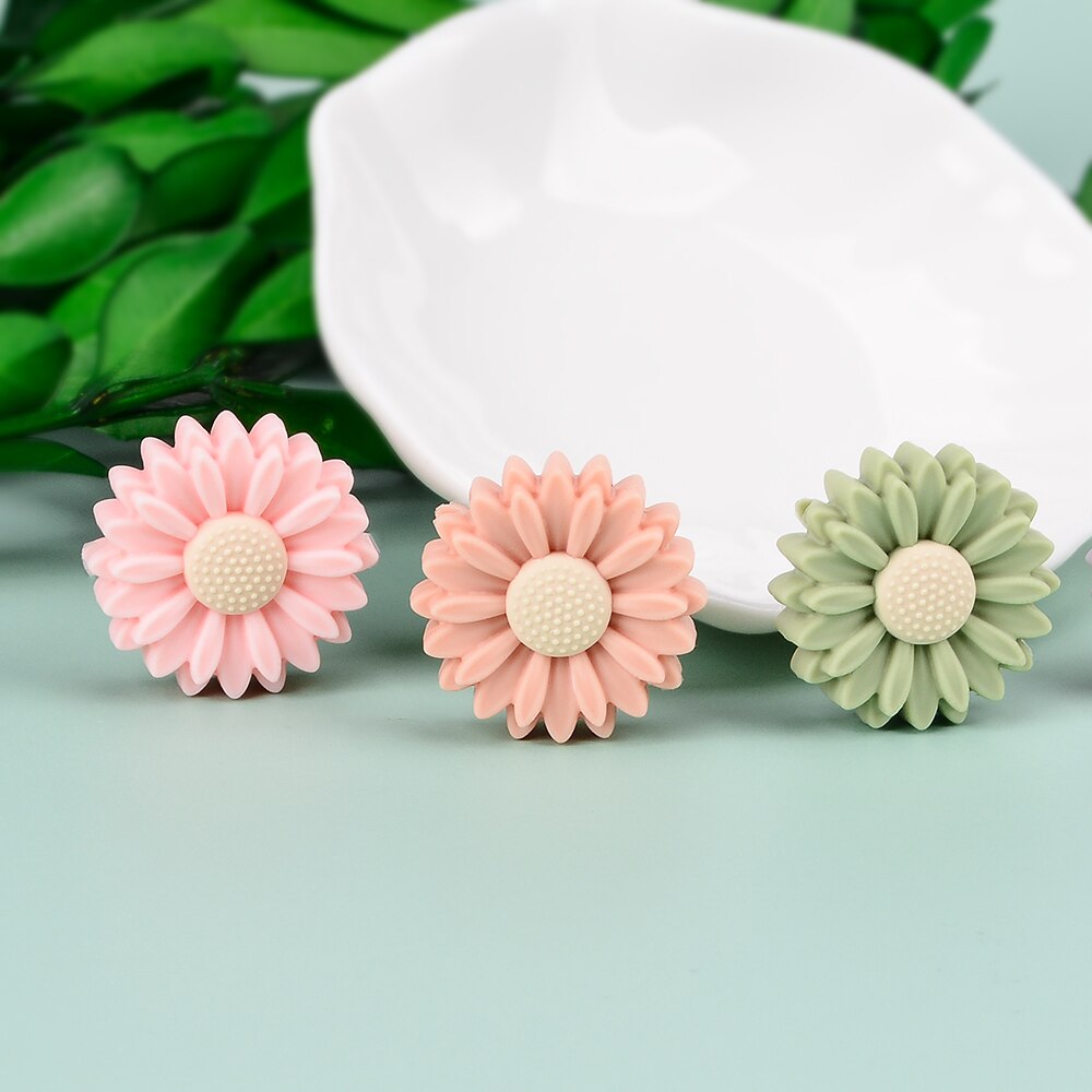 10PCS Silicone Beads Daisy Baby Teething Silicone Beads Sunflower DIY Food Grade Rodent Toy BPA Free Nurse Accessories