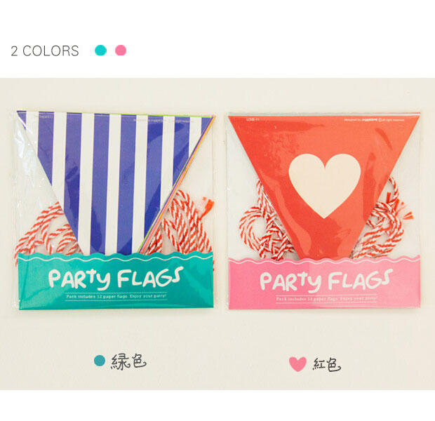 Bentoy koreanska söta prickiga flaggor 12 flaggor och 1 tråd set diy deco krans flaggor papperskonst