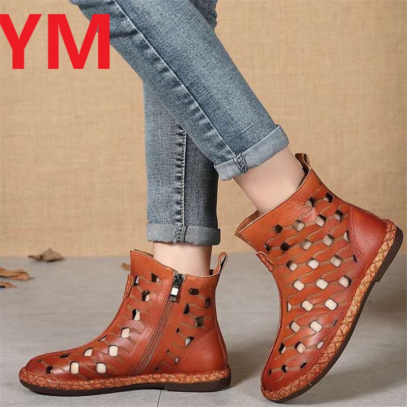 Gladiator Summer Spring Women Sandals Boots Platform Flat Ankle Hole hole ZIP hollow Ladies Shoes Zapatos De Mujer