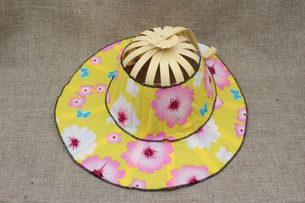 Gorra de viaje plegable para mujer y niña, gorro de tela Floral, de bambú, para verano