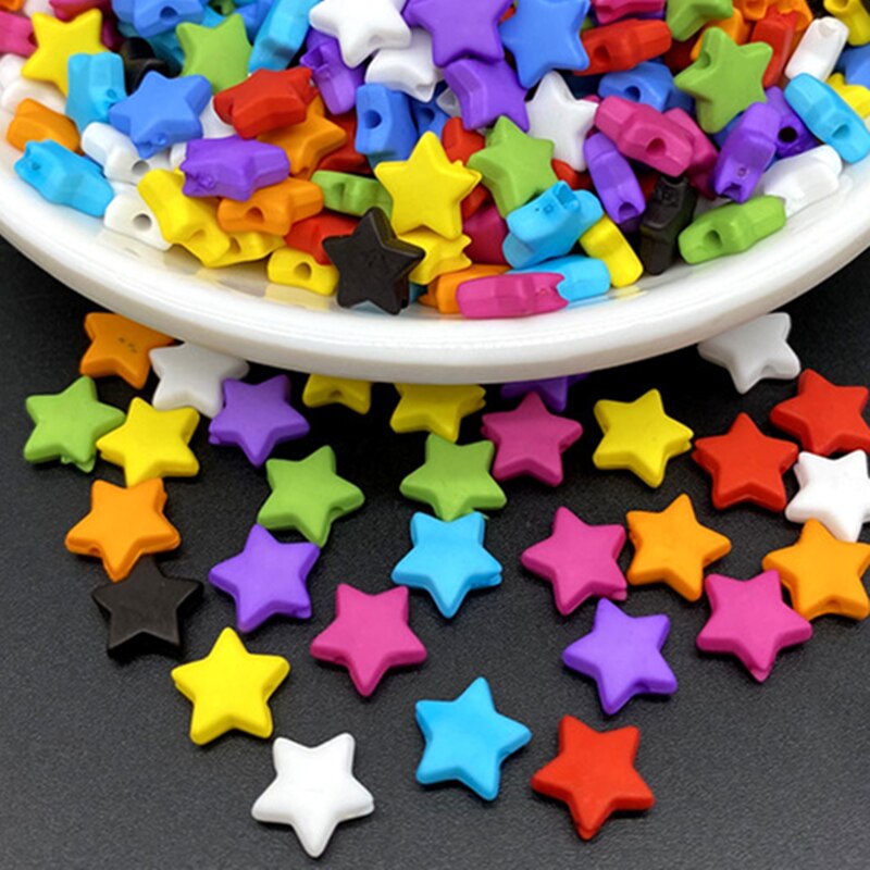 100 unids/lote 9mm cuentas acrílicas con forma de estrella de Color puro espaciador suelto para hacer joyería colgante collar pulsera hecha a mano DIY: Lavanda