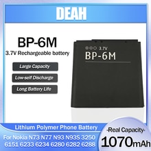 Batería de litio de repuesto para teléfono Nokia, 3,7 V, 1070mAh, BP-6M, BP6M, BP, 6M, 6233, 6280, 6288, N73, N77, N93, N93S, 1 ud.