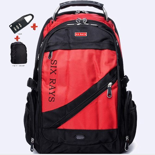 SIXRAYS Brand Men&#39;s Travel Bags Men Backpacks Men&#39;s Multi-purpose Travel Backpack Multifunction Shoulder Bag: Red