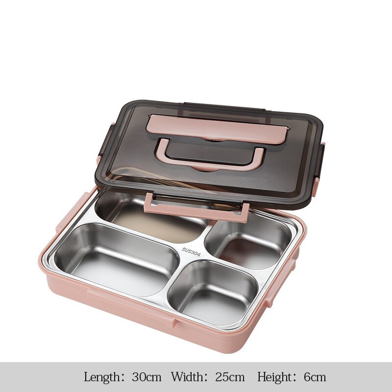 Japanse Kinderen Lunchbox 304 Rvs Bento Lunch Box Met Compartiment Servies Magnetron Voedsel Container Doos: E