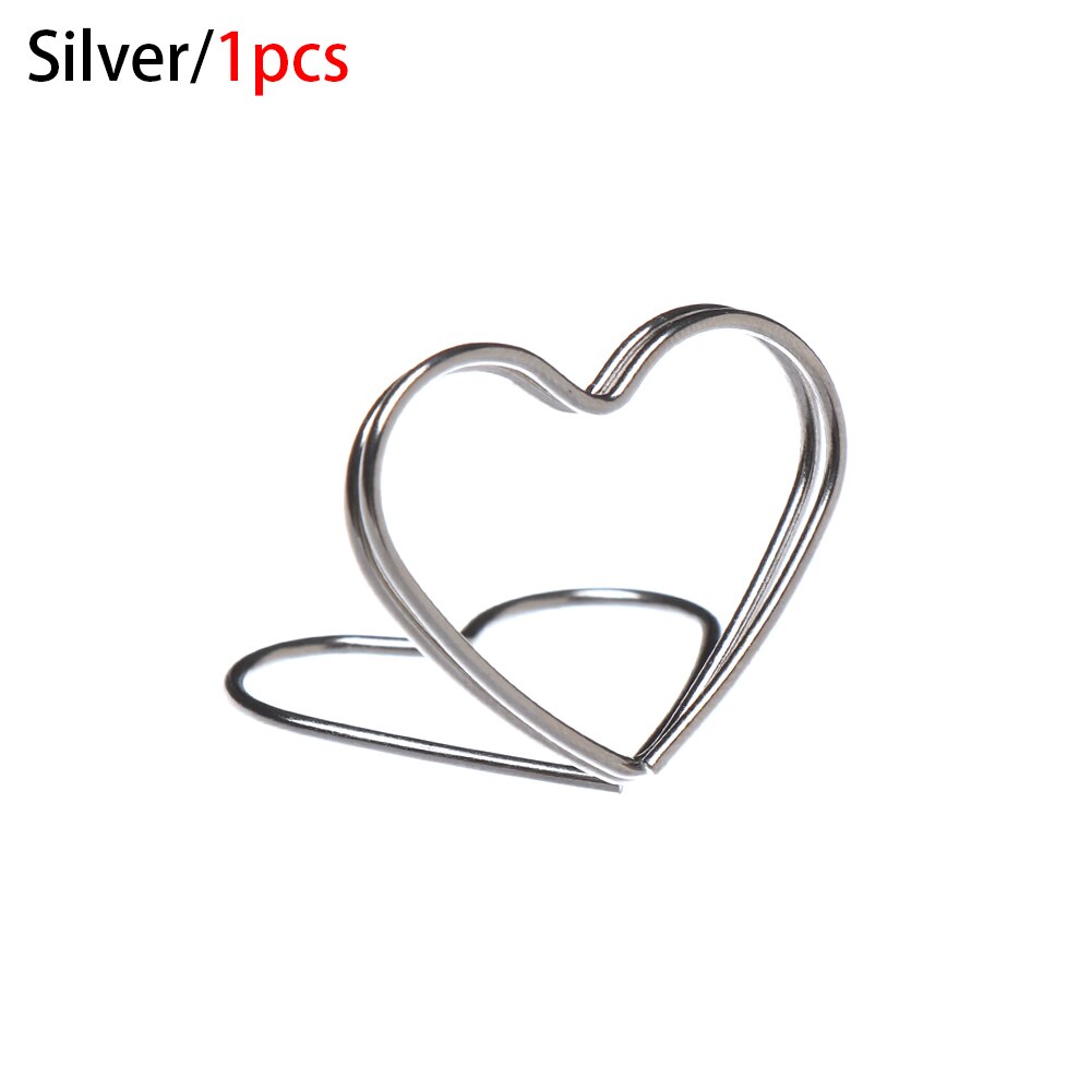 1 pc romantiska hjärta diamant fotoklämma metall plats korthållare cool bröllopsfest skrivbordsdekoration bord nummer stativ: Typ 3-1pc silver