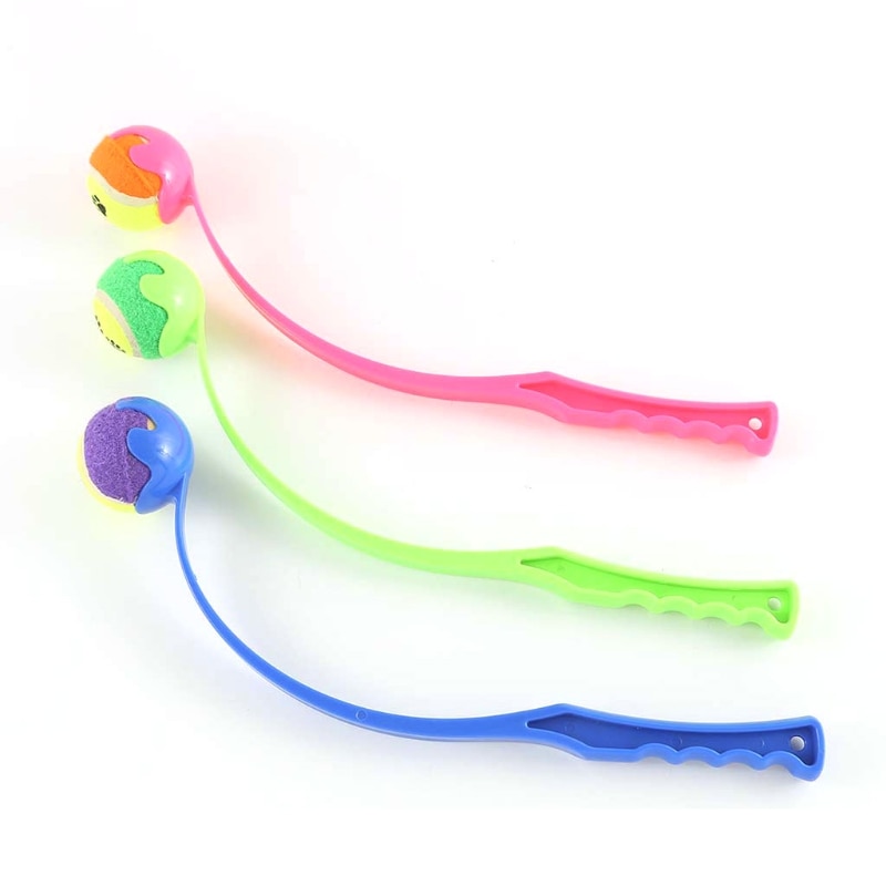 Dog Ball Launcher Pet Fetch Toy Tennis Ball Thrower Barbell Molar Interactive R9JC