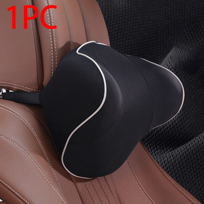 Almofadas de carro auto assento volta lombar apoio almofada espuma memória interior bens automotivos macio encosto cabeça pescoço resto protetor travesseiro: Black Headrest