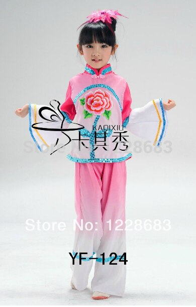 Oude traditionele waaierdans jongere chinese volksdanskostuums voor kinderen meisjes