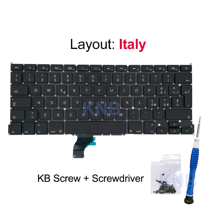 Nowy Laptop A1502 klawiatura US UK hiszpania rosyjski francuski szwajcarski włochy arabski układ dla Macbook Pro Retina 13 &quot;2013 2014 2015: Italy with Tools