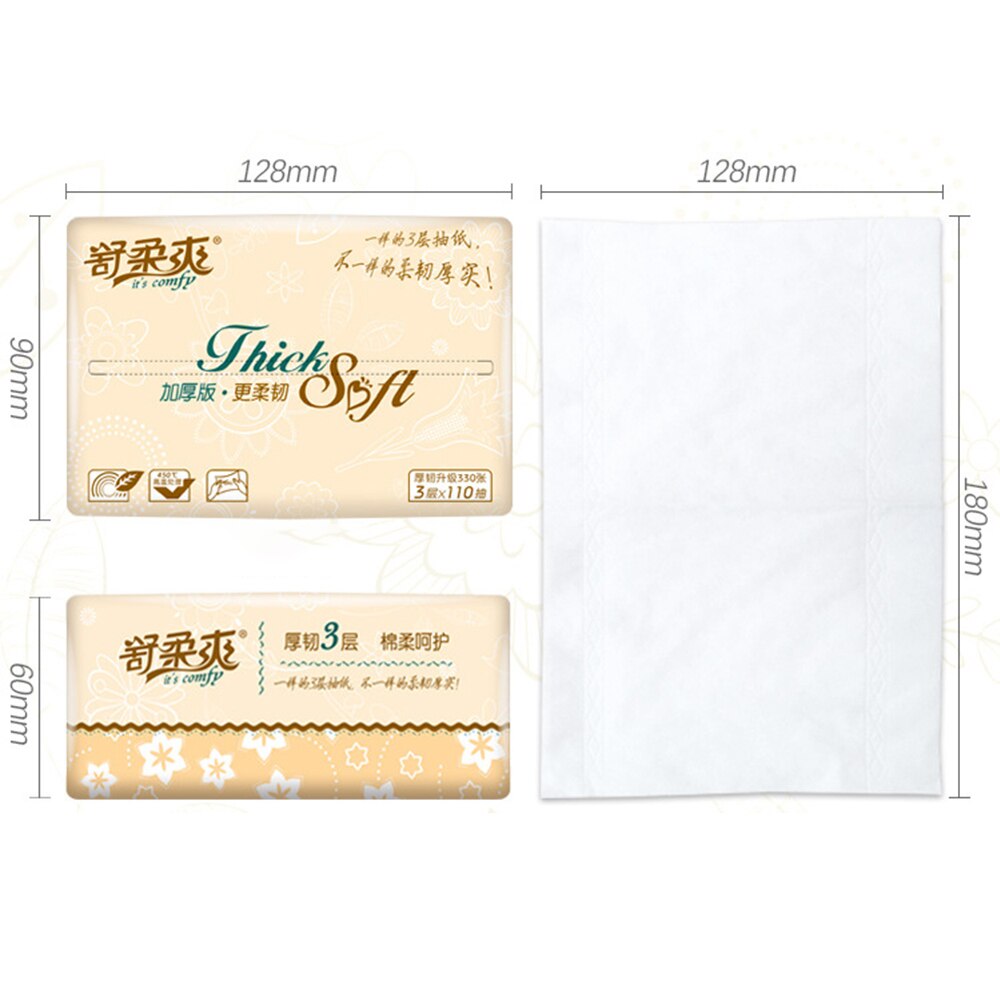8bags Paper Extraction 3-layers Skin-Friendly Toilet Paper Extraction Protogenesis Napkin Household Tissue Paper (110pcs/bag)