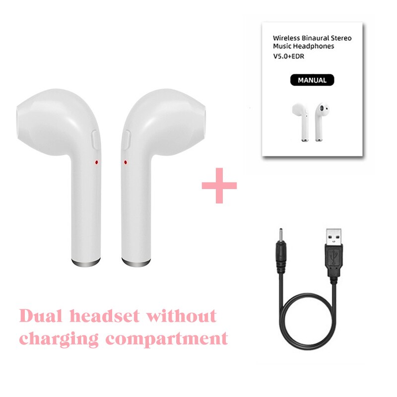 I7s Tws Draadloze Hoofdtelefoon Bluetooth Oortelefoon Met Microfoon Opladen Doos Oortelefoon Sport Headset Opladen Box Voor Iphone: White two earbuds