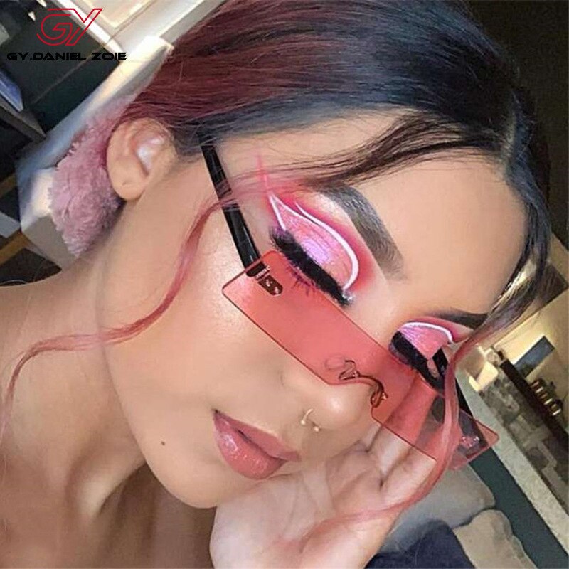 Gafas de sol cuadradas de Metal para mujer, lentes de sol cuadradas de aleación de Metal con montura pequeña, transparentes, de doble puente, Estilo Vintage, en rojo y amarillo