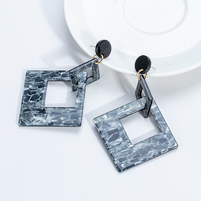 Statement Acrylic Dangle Earrings for Women Bohemian Long Geometric Hanging Earring Jewelry: Gray 456