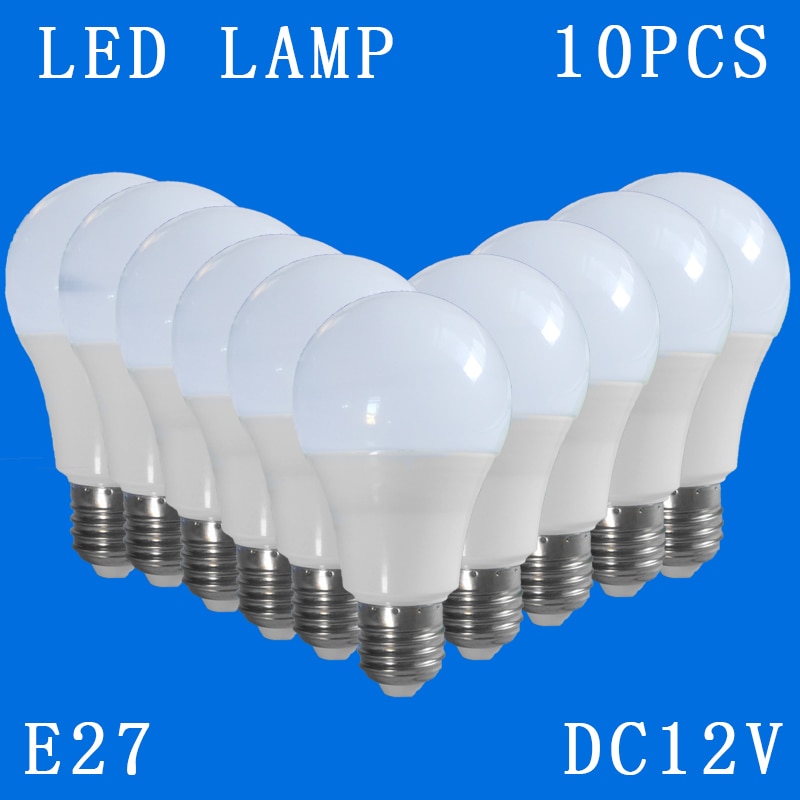 10 stk/parti  dc12v e27 led lamper kølige hvide downlights hjem globus indvendig belysning 3w 5w 7w 9w 12w 15w erstatningspærer camping