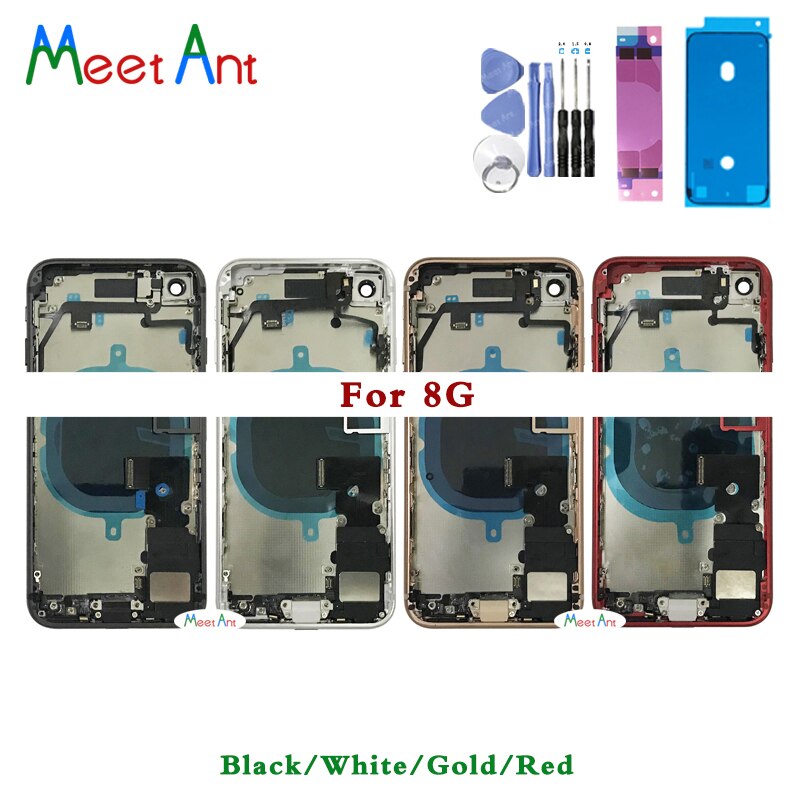 High qualit For iphone 8 8G 8 Plus Back Middle Frame Chassis Full Housing Assembly Battery Cover Door Rear Glass with Flex Cable