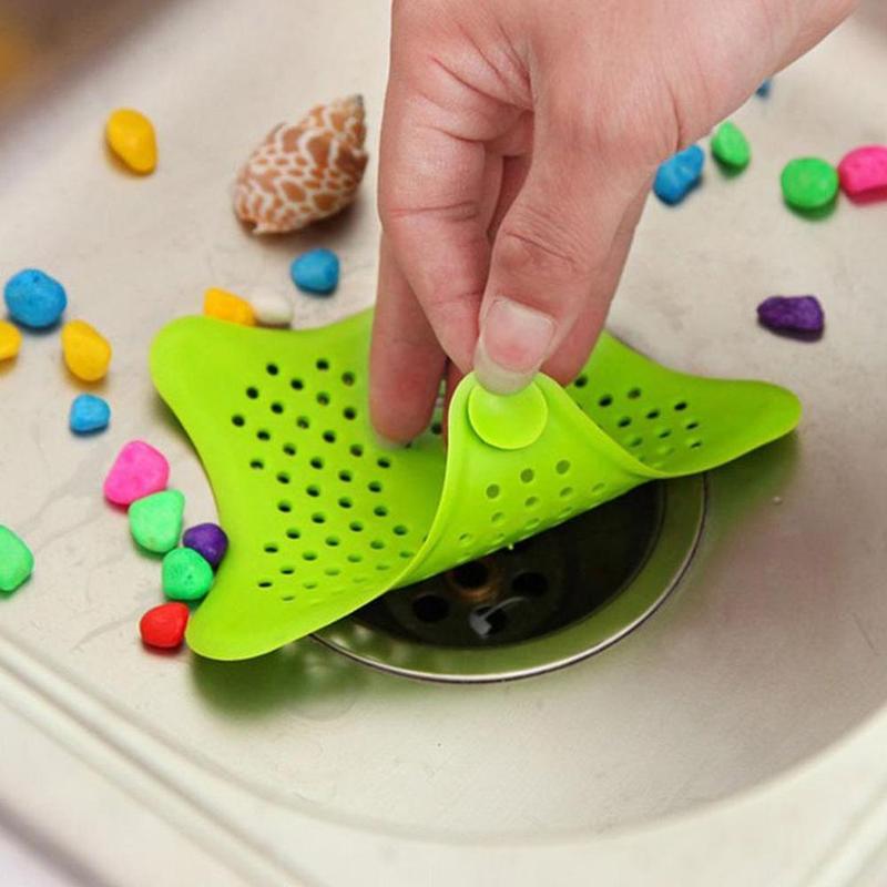 Pentagram Rubber Anti-blocking Floor Drain Kitchen Sink Strainer Bathroom Sewer Drain Hair Catcher