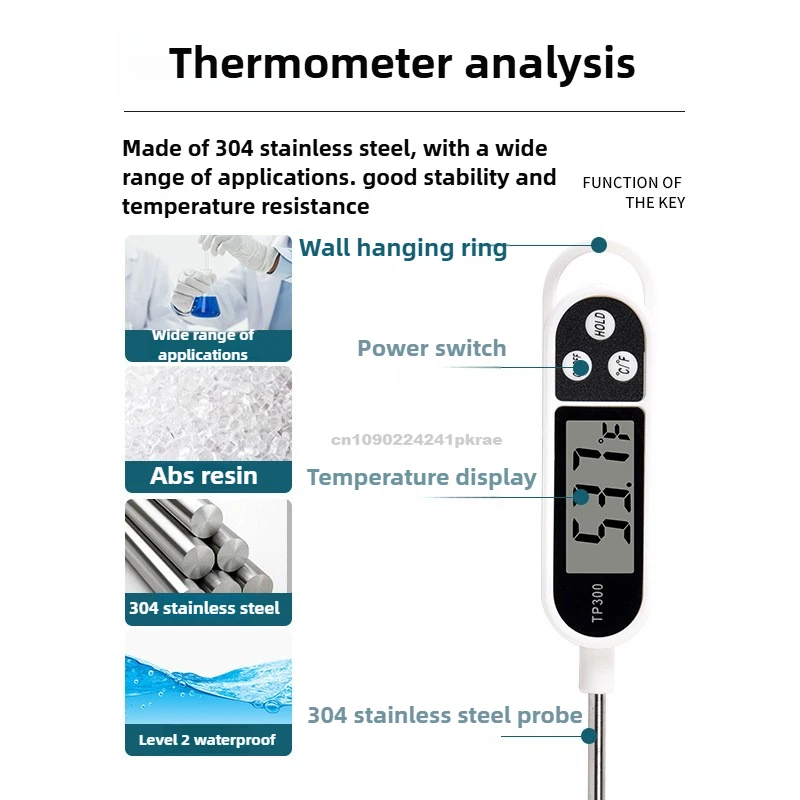 Probe Type Food Electronic Thermometer Kitchen Digital Thermometer for Meat Milk Cooking Food BBQ TP300 Temperature Gauge Tool