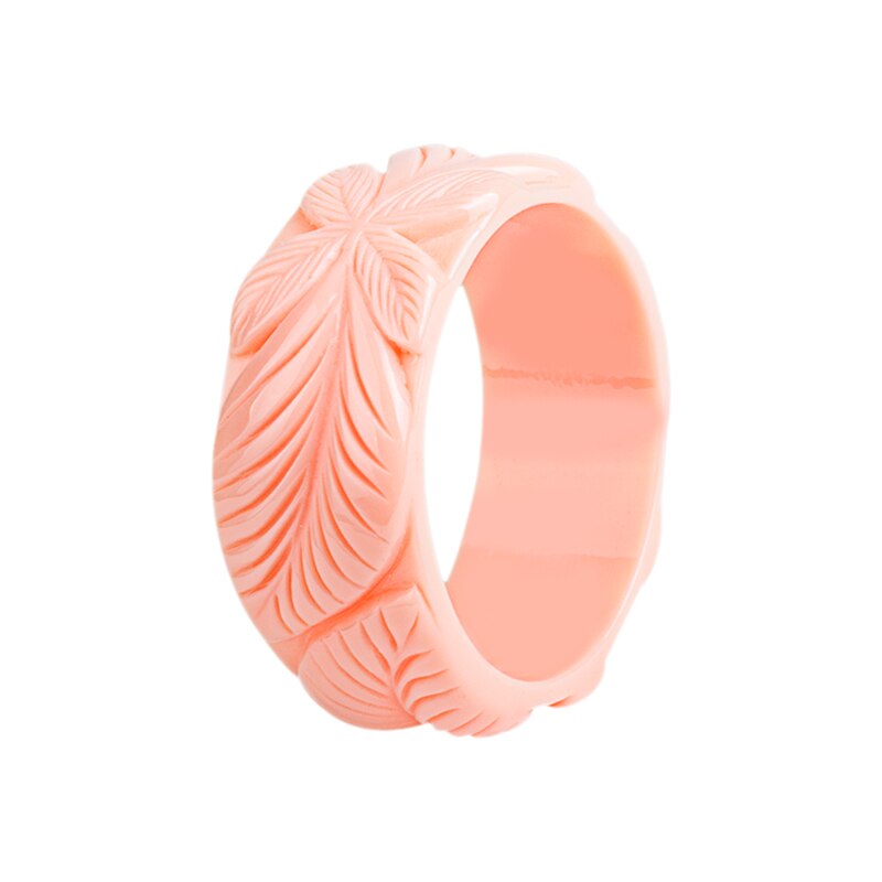 Trendy Resin Cuff Engraved Flowers Bracelets Bangles for Women Acrylic Wide Bracelets Female Simple Charm Jewelry: light pink