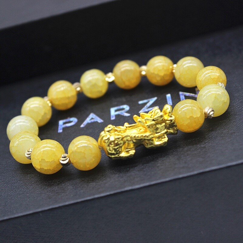 Gold Plating Bixie Rijkdom Feng Shui Armband Voor Vrouwen Mannen Kleurrijke Kralen Paar Luxe Sieraden Brengen Lucky Dappere Armbanden: Yellow Bracelet