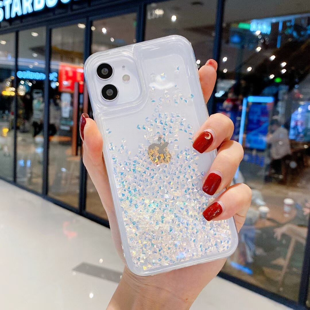 Bling Strass glitter Flüssigkeit Quicksand telefon Fall Für iphone11Pro Max XR XS MAX 7 8 Plus 12Pro max 12mini backcover: For iphone12 Pro