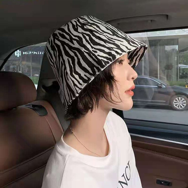 Sombrero de sol con estampado de cebra para mujer, sombrero de pescador con estampado de cebra, Anti-UV, para exteriores,