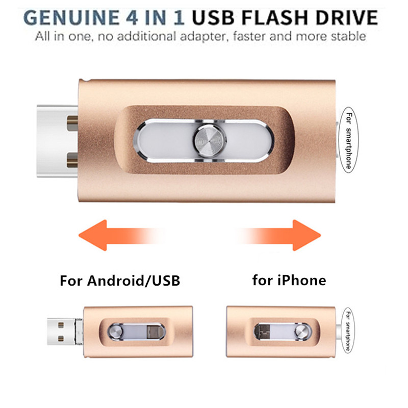 4 IN 1 usb flash drive 128GB 256GB 32GB 64GB pendrive High Speed for iPhone/Android/Type-C Memory stick 512GB 1TB 2TB pen drive