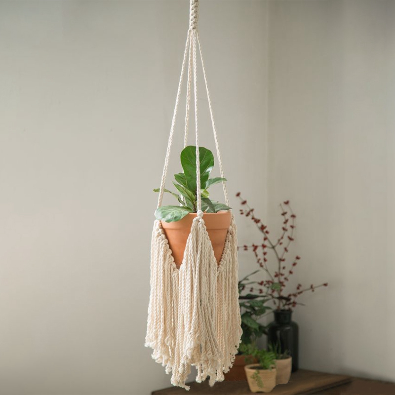 Handmade Macrame Plant Hanger Flower Pot Hanging Planter Basket Support for Flower Stands Wall Hangers Garden Balcony Decoration