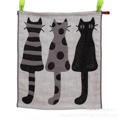 1 ST 35*40 cm Drielaags Zachte Baby Katoenen Badhanddoek Stof Jacquard Cartoon Kat Beer Opknoping Handdoeken Vierkant Gezicht Hand Gaas Handdoek: green