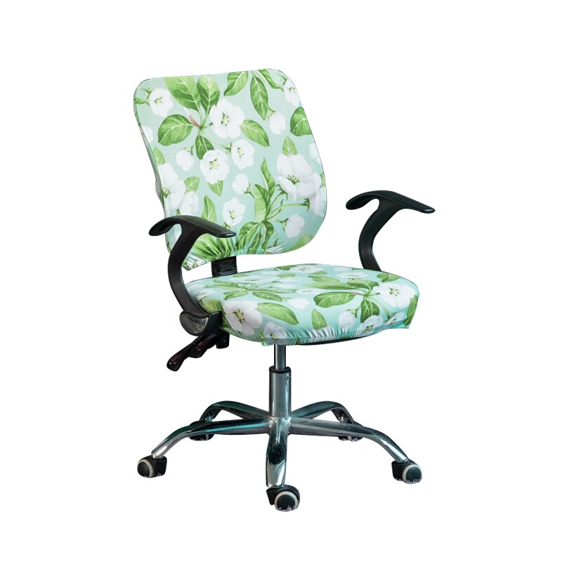 Funda Floral para silla oficina 2 piezas funda de asiento de ordenador LICRA elástica extraíble y lavable fundas para sillón elásticas: I