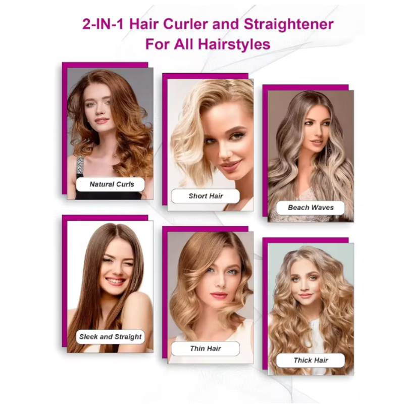 Professioneller 2-in-1-Haarglätter und Trockner, Negativ-Ionen-Styling-Werkzeug, Haarpflege-Glättungskamm für glattes, glänzendes Haar