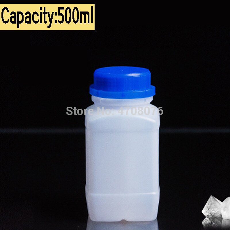 500ml 6 stks/pak PE lab theftproof reagens fles met schaal Plastic monster fles met schroef deksel vierkant voor chemische experiment