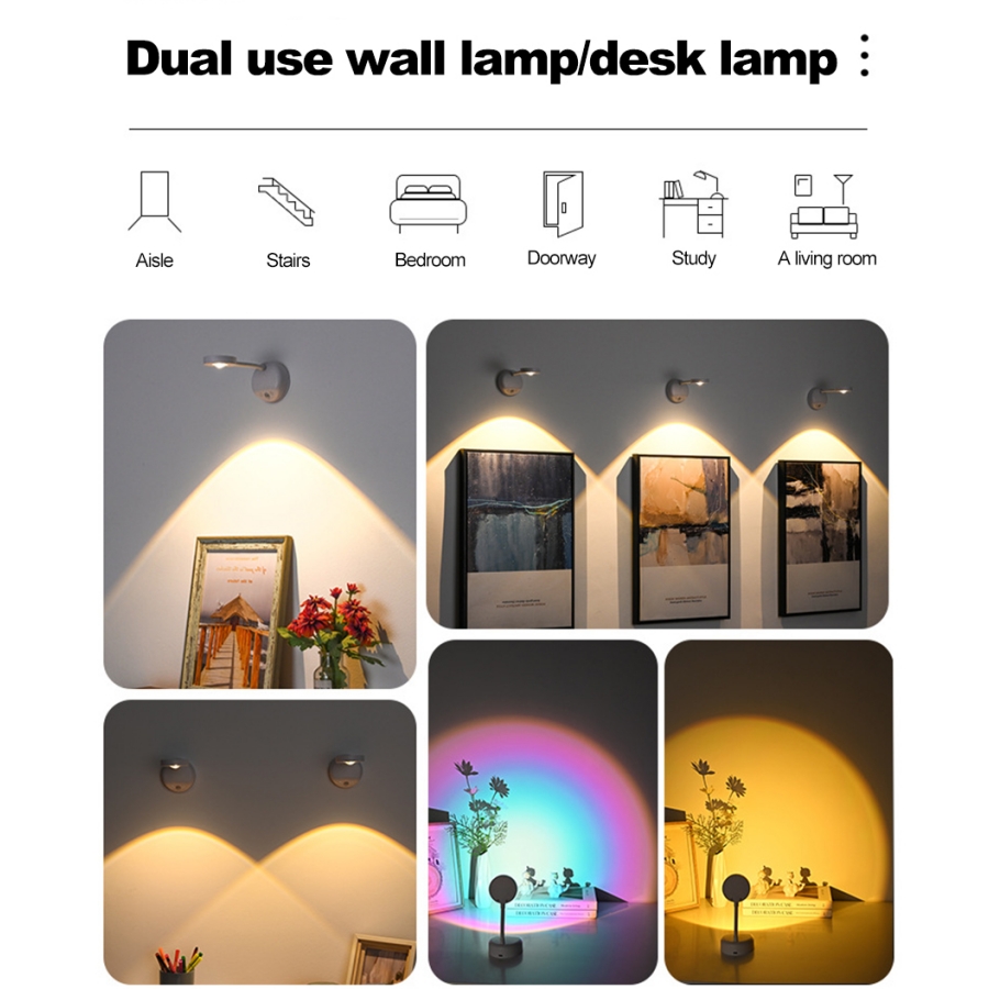 Holofotes usb recarregável inteligente sensor humano sem fio luz de parede regulável led holofote para iluminar pinturas fotos