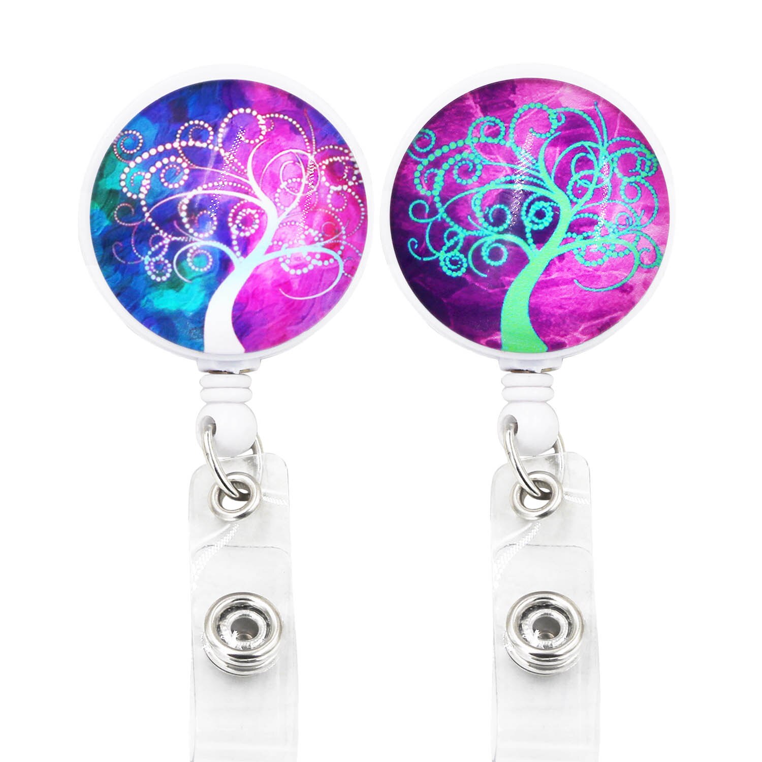 1PC ID Retractable Badge Holder with Alligator Clip Life Tree Retractable Cord ID Badge Reel 24 inch