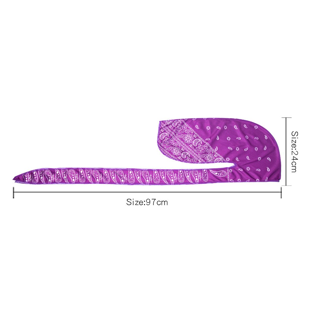 Satin- männer dehnbar Kappe Hüfte hüpfen Du Doo Lappen Durag Perücken Turban Bandana Headwear Feste Farbe lange Hütte Binden schwanz Haar Zubehör