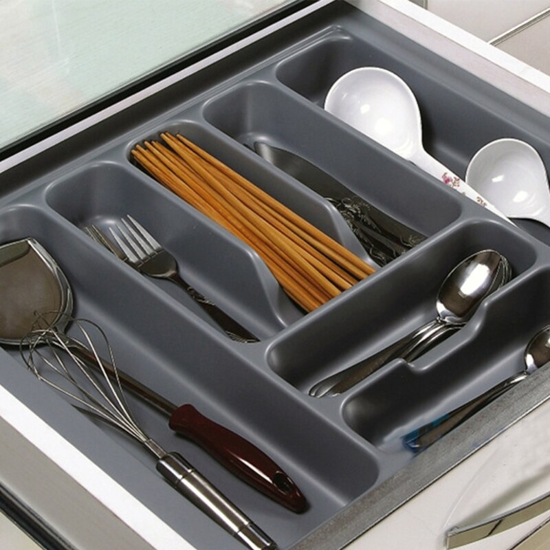 1 Pc ABS Kitchen Drawer Organizer Tray Cabinet Chopsticks Spoon Cutlery Storage Box Plastic Drawer Compartment Divider Tray
