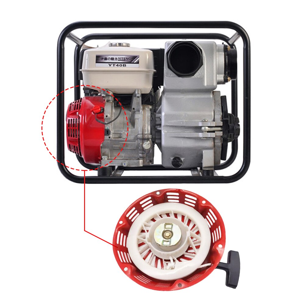 Pull Start Recoil Starter Assembly For Honda GX340 GX390 GX610 GX620 Red Lawn Mower Starter Replacement 28400-ZE3-W01 (ZA)