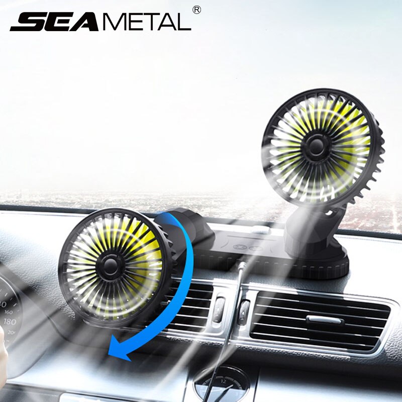 Dual Head Car Fans for Dashboard Air Circulation Fans 12V-24V with Fragrance Three Speeds Cooling High Airflow Fan in Summer