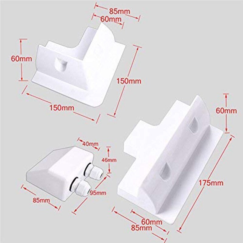 Side Brackets for Mounting Solar Panels Corners 4 Angles and 2 Side Brackets Double Entry Cable Gland