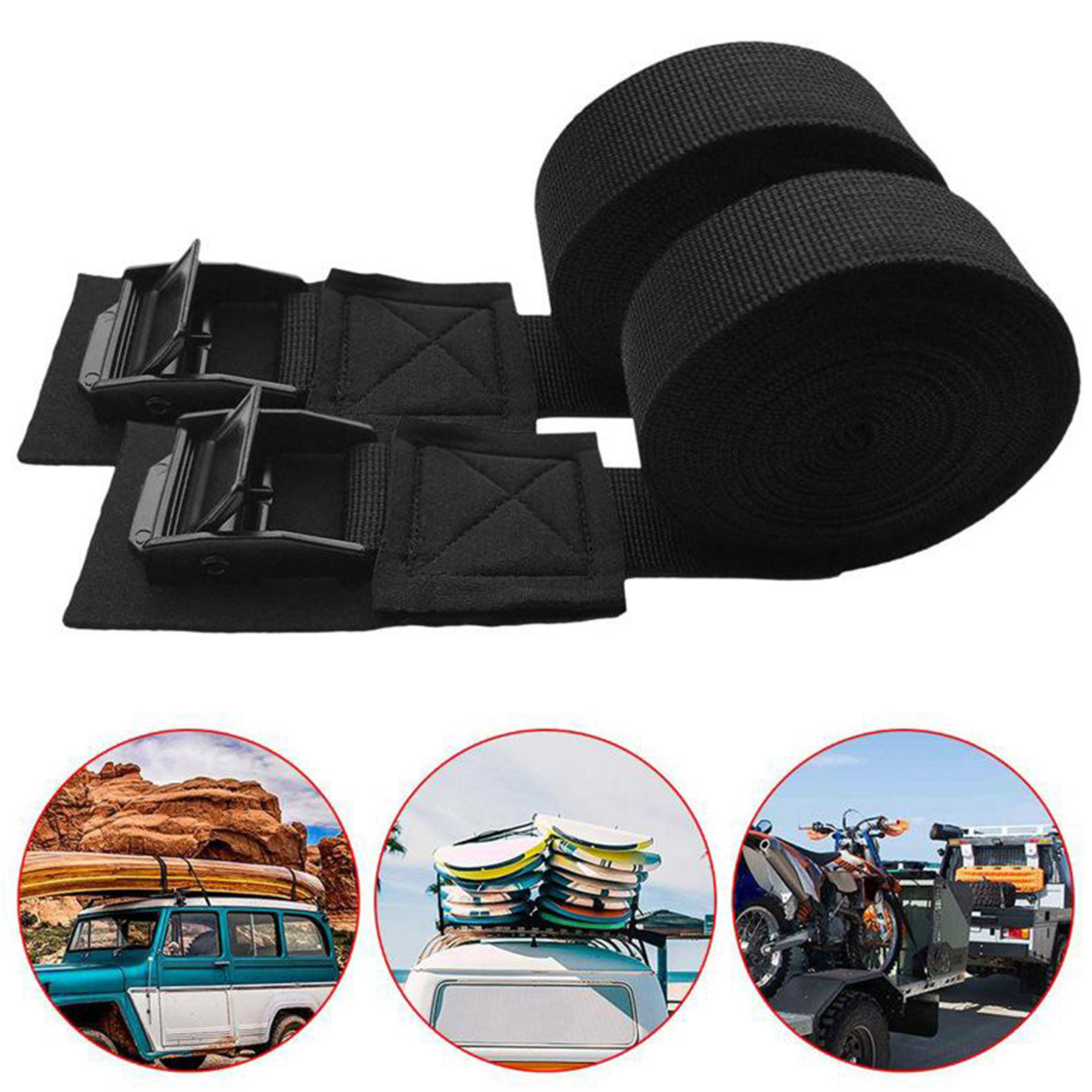 Kayak Tie-Down Kit – 4-Piece Set With Ratchet Straps & Hood Loops For Securing Kayaks, Canoes, SUPs On Roof Racks
