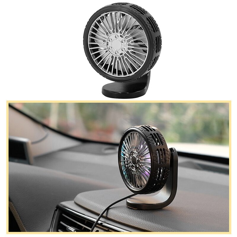 Ventilador USB Universal de coche de bajo ruido para ventilación de aire montado ventilador de refrigeración enfriador de coche verano negro