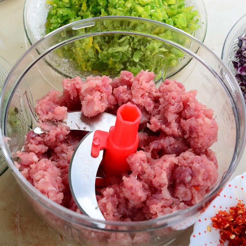 Kitchen Manual Food Processor Mixer Egg Blender Meat Grinder Vegetable Chopper Shredder Stainless Steel Blade Cutter