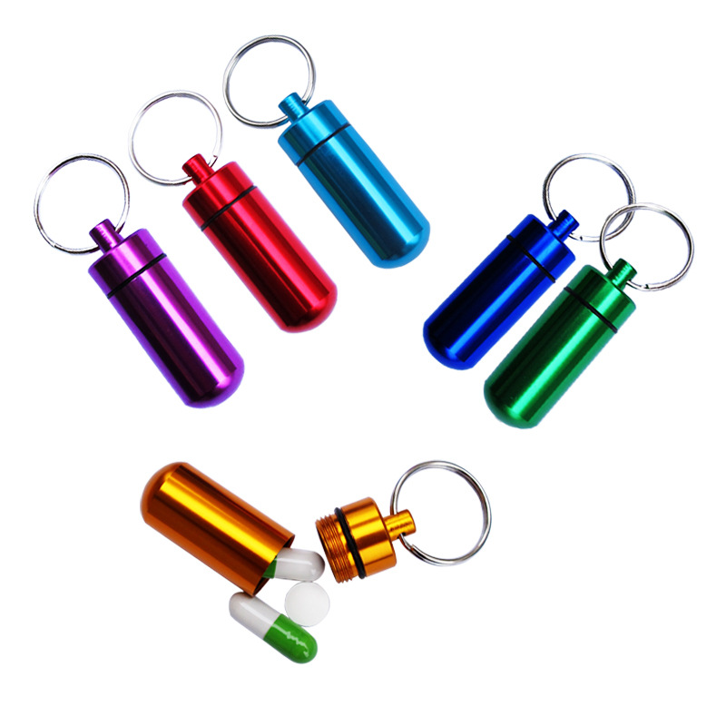 Aluminium legierung Schlüssel Kette Medizin Pille Flasche Kasten Runde erste hilfe versiegelt Lagerung fallen tragbare wasserdichte Medizin Container Kasten