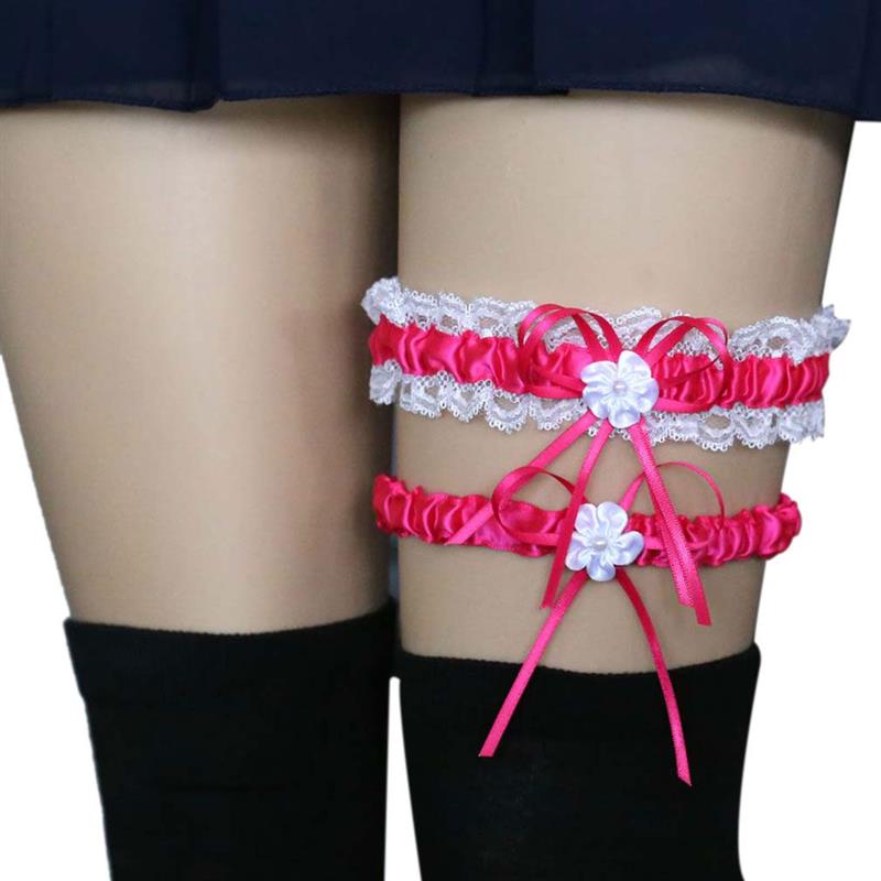 2Pcs Wedding Bridal Lace Garter Set Women Girls Elastic Floral Bow Leg Ring Belts Leg Garters: NO.10