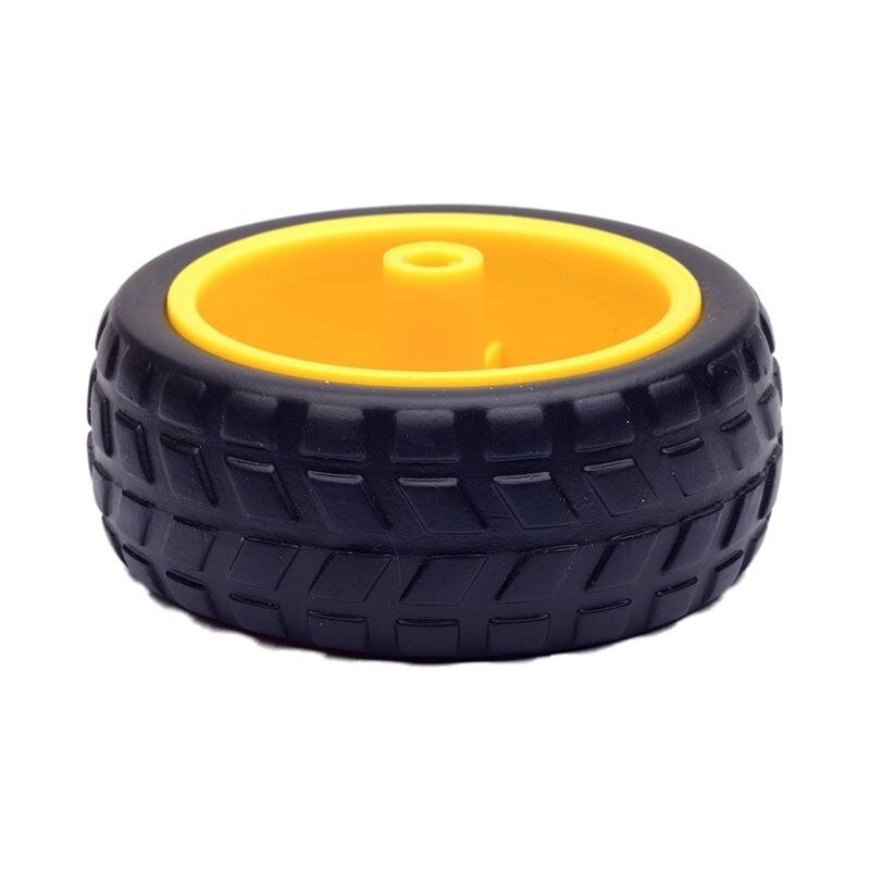 2Pcs Plastic Tire Wheel with Gear Motor Dual Shaft for Smart Car Robot Arduino (Pack of 2)